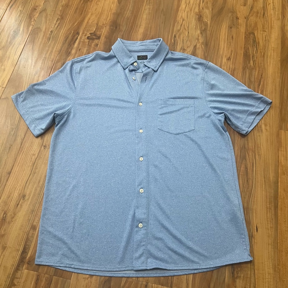 Men's Blue Short Sleeve Button Down